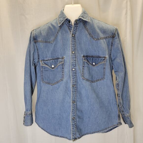 Premier Sport Western Style Denim Shirt w/ Pearl Snaps, XS - Picture 1 of 9